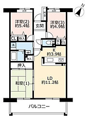 UR都市機構コンフォールさがみ南12号棟 3LDKの間取図画像