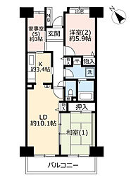 UR都市機構アーベイン相模原駅前23 2LDKの間取図画像