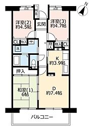 UR都市機構コンフォールさがみ南1号棟 4DKの間取図画像