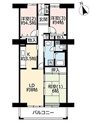 UR都市機構ライトタウン茅ヶ崎5号棟 3LDKの間取図画像