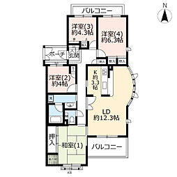 URコンフォール生田菅生ヶ丘 3階4LDKの間取り