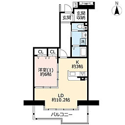 UR都市機構サンラフレ百合ヶ丘14号棟 1LDKの間取図画像