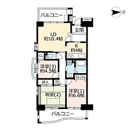 URビーコンヒル能見台サウスヒル 4階3LDKの間取り