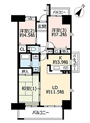 UR都市機構ビーコンヒル能見台サウスヒル4番館 3LDKの間取図画像