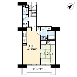 UR都市機構ビーコンヒル能見台ウエストヒルB館 1LDKの間取図画像