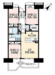 UR都市機構ビーコンヒル能見台サウスヒル6番館 3LDKの間取図画像
