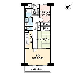 UR都市機構東戸塚ビューハイツ 2LDKの間取図画像