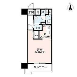 UR都市機構薬院大通り 1DKの間取図画像