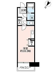 UR都市機構アーベイン渡辺通り南 1DKの間取図画像