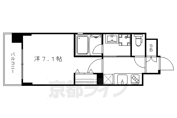 ベラジオ京都烏丸十条II 501｜京都府京都市南区上鳥羽苗代町(賃貸マンション1K・5階・24.18㎡)の写真 その2