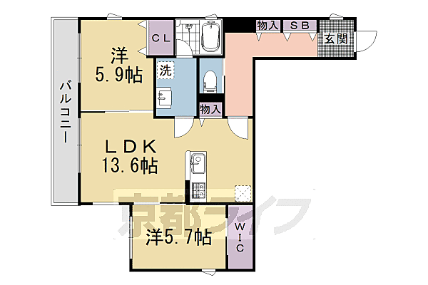 レフィシア西院 405｜京都府京都市右京区西院高山寺町(賃貸マンション2LDK・4階・64.27㎡)の写真 その2