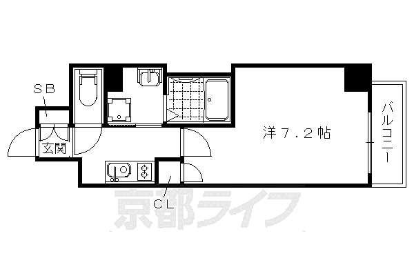 ＥＳＣＡＳＡ京都四条梅津 206｜京都府京都市右京区梅津南上田町(賃貸マンション1K・2階・24.00㎡)の写真 その2