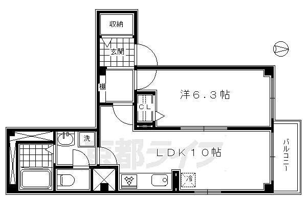 パディントンＮ・Ｃ 101｜京都府京都市南区四ツ塚町(賃貸マンション1LDK・1階・42.52㎡)の写真 その2