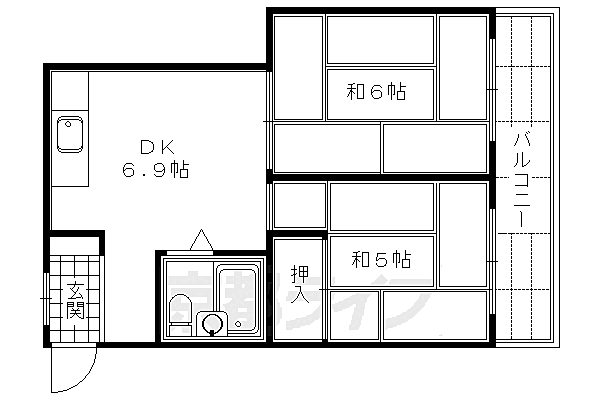 京都府京都市中京区鉾田町(賃貸マンション2DK・1階・33.25㎡)の写真 その2