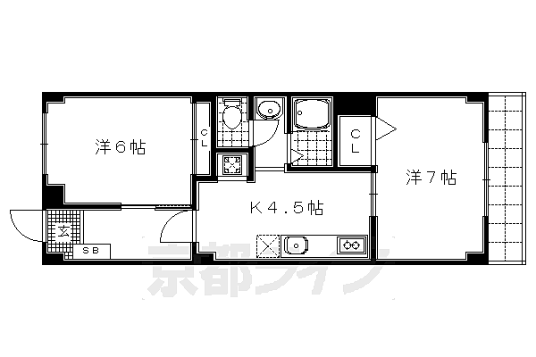 ムーンライト三条 202｜京都府京都市中京区西ノ京西月光町(賃貸マンション2DK・2階・41.20㎡)の写真 その2