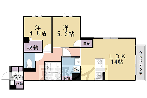 六条荘 102｜京都府京都市下京区西側町(賃貸マンション2LDK・1階・63.56㎡)の写真 その2