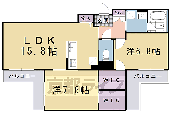 六条荘 205｜京都府京都市下京区西側町(賃貸マンション2LDK・2階・70.53㎡)の写真 その2