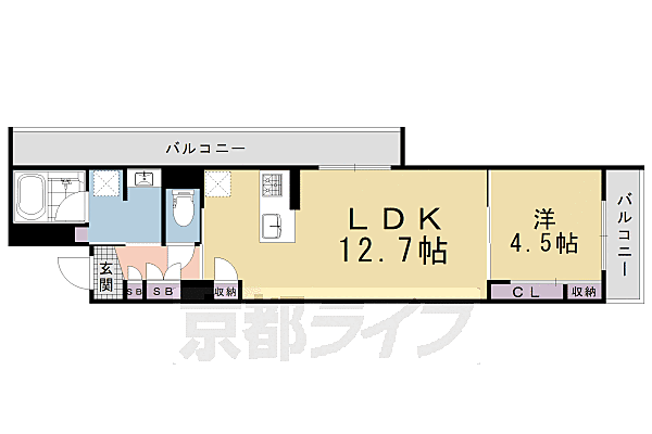 六条荘 302｜京都府京都市下京区西側町(賃貸マンション1LDK・3階・46.12㎡)の写真 その2