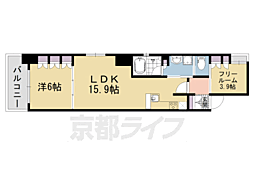 リーガル京都烏丸東 1SLDKの間取図画像