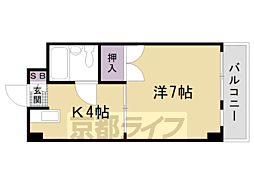 阪急京都本線 西京極駅 徒歩7分の賃貸マンション 3階1Kの間取り