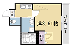 阪急京都本線 西京極駅 徒歩13分の賃貸マンション 4階1Kの間取り