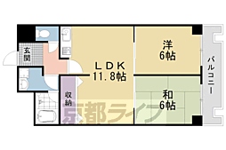 JR山陰本線 太秦駅 徒歩13分の賃貸マンション 6階2LDKの間取り