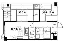 阪急京都本線 西院駅 徒歩15分の賃貸マンション 11階2DKの間取り