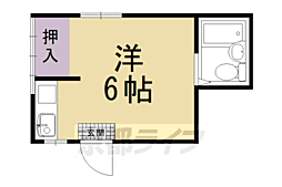 京都地下鉄東西線 西大路御池駅 徒歩9分の賃貸アパート 1階ワンルームの間取り