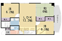 阪急京都本線 西京極駅 徒歩10分の賃貸マンション 2階3LDKの間取り