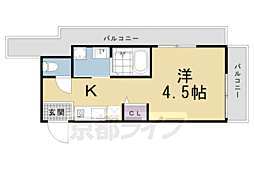 サンフェリシアン東福寺 1階ワンルームの間取り