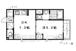 クレール 1階1DKの間取り