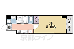 京都地下鉄東西線 京都市役所前駅 徒歩5分の賃貸マンション 5階1Kの間取り