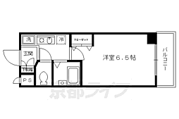 京都市営烏丸線 烏丸御池駅 徒歩3分の賃貸マンション 6階1Kの間取り