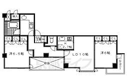 京都市営烏丸線 丸太町駅 徒歩8分の賃貸マンション 3階2LDKの間取り