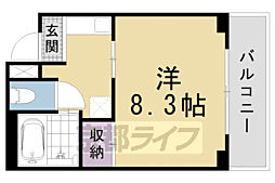 京都市営烏丸線 烏丸御池駅 徒歩8分の賃貸マンション 1階1Kの間取り