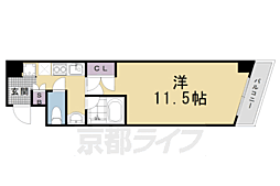 阪急京都本線 西院駅 徒歩6分の賃貸マンション 11階1Kの間取り