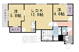 ＴＯＲＩＳＩＡ殿城 2階2LDKの間取り