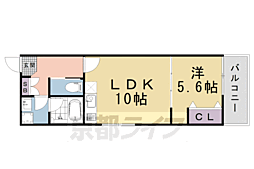 ジーニアススクエア四条高辻 4階1LDKの間取り