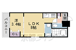 アドバンスコート五条丹波口 2階1LDKの間取り