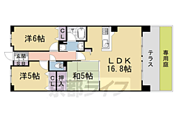 阪急京都本線 西院駅 徒歩13分の賃貸マンション 1階3LDKの間取り