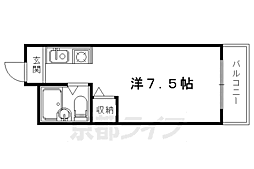 JR山陰本線 太秦駅 徒歩2分の賃貸マンション 2階1Kの間取り