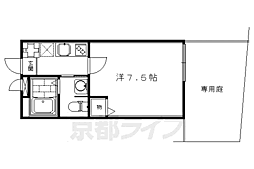 フラッティ堀川高辻 1階1Kの間取り