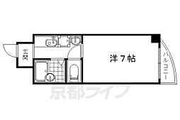 JR山陰本線 円町駅 徒歩9分の賃貸マンション 2階ワンルームの間取り