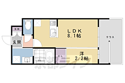 アドバンス京都リエートII 1階1LDKの間取り