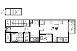 レオパレス宇治川 2階1Kの間取り