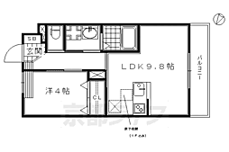 クオリア参番館 1階1LDKの間取り