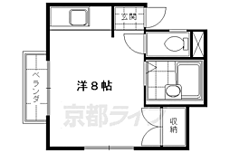 リバーハイツ深草 1階1Kの間取り