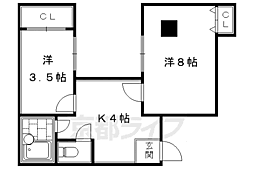 フジハイツ 4階2Kの間取り