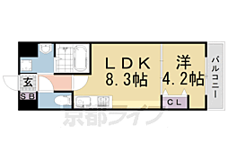 ＣＲＥＤＯＲ伏見丹波橋 3階1LDKの間取り