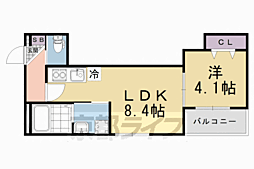 フラッツ六地蔵 3階1LDKの間取り